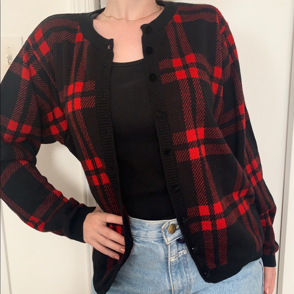 Vintage Plaid Cardigan